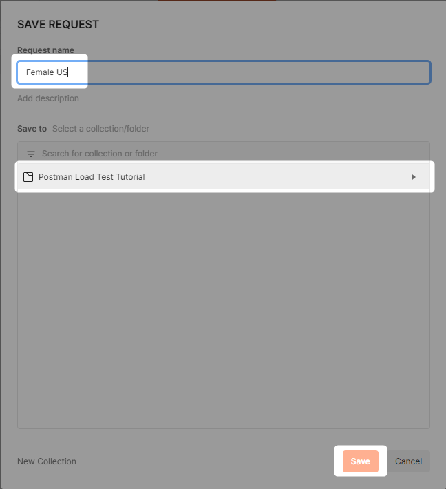 Screenshot of save modal
